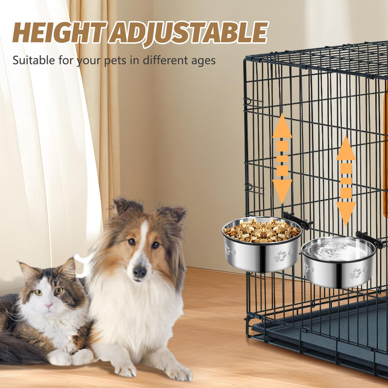 2 Pack Dog Crate Bowl, Metal Dog Water Food Bowl No Spill,Hanging Dog Bowls for Kennel,Dog Crate Water Feeder,Stainless Steel Kennel Dog Bowls Mountable for Dogs Cats Bunny Ferret Bird M(6.3x2.5"&5.5x2.4") - BeesActive Australia