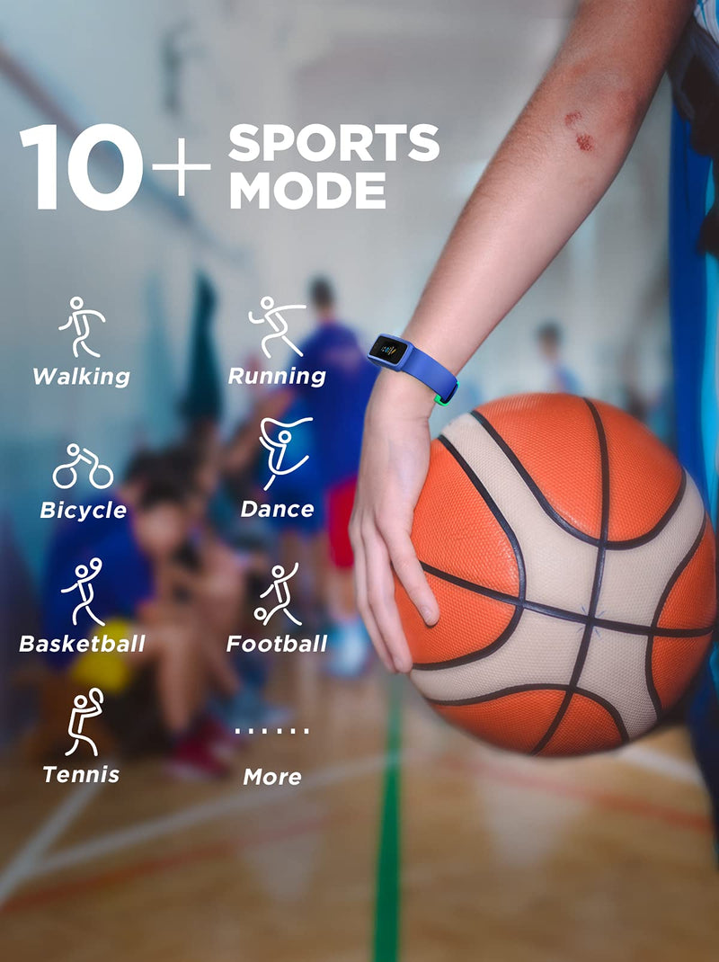 BIGGERFIVE Vigor Kids Fitness Tracker for Girls & Boys Ages 5-15, Kids Watch with IP68 Waterproof, Pedometer, Activity Tracker with Heart Rate & Sleep Monitor, Calorie & Step Counter Watch Blue - BeesActive Australia