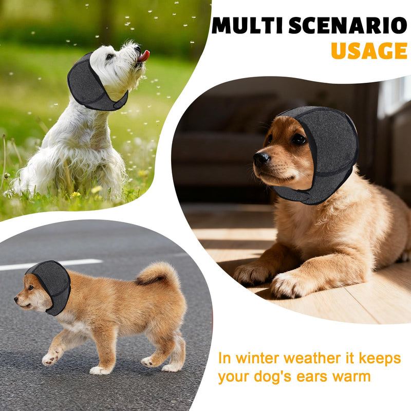 Dog Ear Covers, Dog Ear Muffs Noise Protection, Dogs Calming Hood,Adjustable Shower Cap Pet Ears, Dogs Ear Head Wrap Cups Shower Cap Pet Supplies for Bath Grooming (Grey, S) Grey
