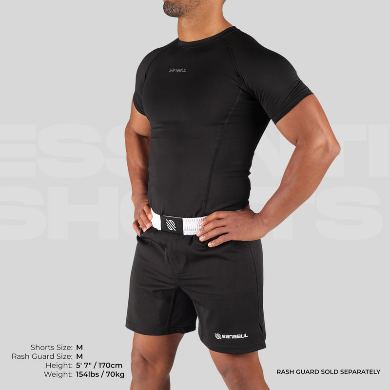 Sanabul Essential MMA Shorts for Men Boxing No Gi Jiu Jitsu Grappling BJJ Shorts 36 White