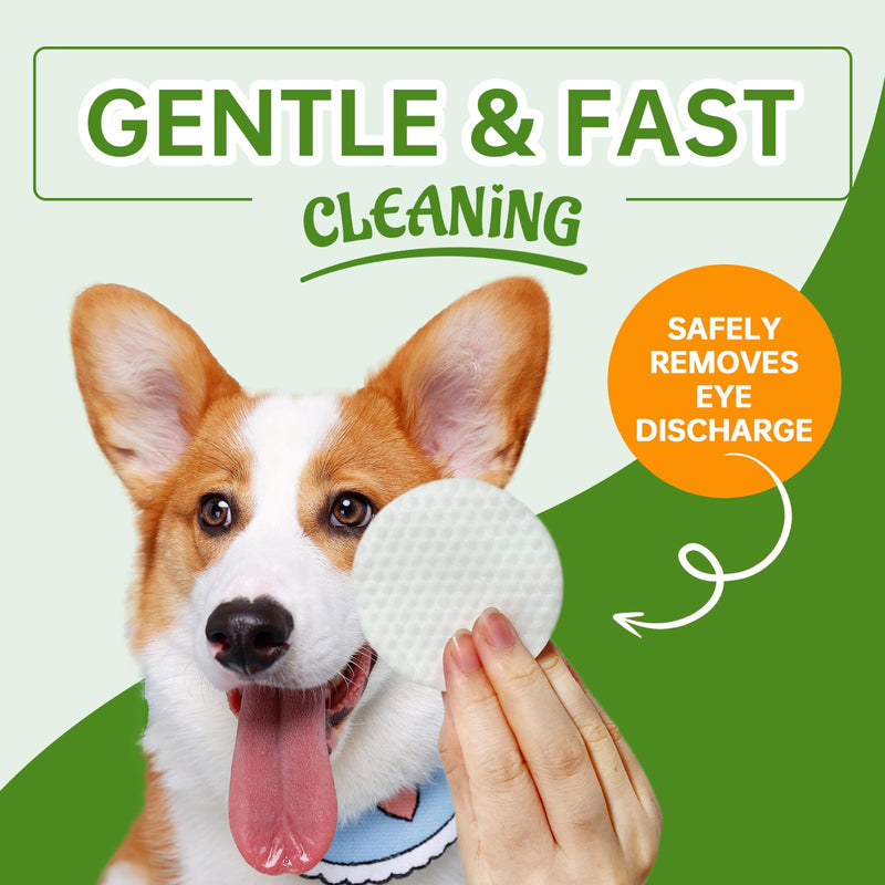 Hypoallergenic Eye Wipes for Dogs & Cats - Tear Stain Remover & Cleaner - Gently Removes Discharge, Crust, Mucus, Debris - Pet Cleaning Deodorizing Wipes for Wrinkle & Face - Natural, Unscent (100 Ct) 1