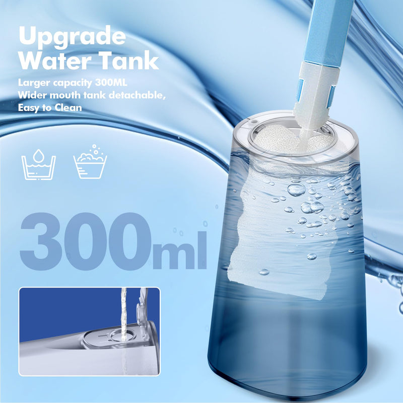 Bezvoi Water Flosser Teeth Pick: 5 Modes Cordless Water Dental Floss 300ML Portable Rechargeable IPX7 Waterproof Electric Water Flossing Cleaning Picks with 6 Jet Tips Oral Irrigator Cleaner, White