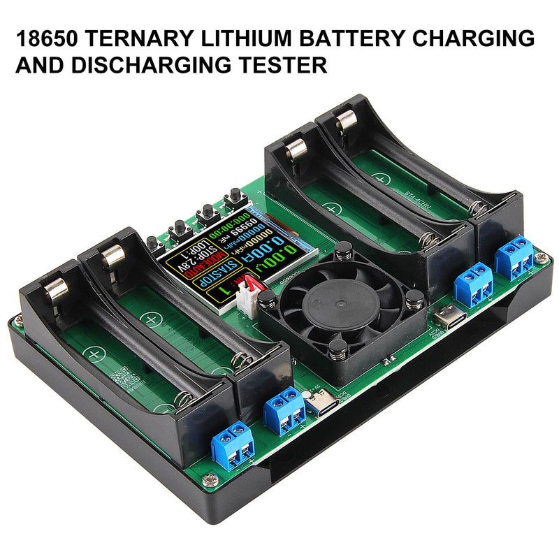 2Pcs 4-Channel 18650 Battery Capacity Tester, Automatic Charge Discharge Module with Internal Resistance Test for Flat Top Batteries, Type-C Powered Lithium Battery Analyzer