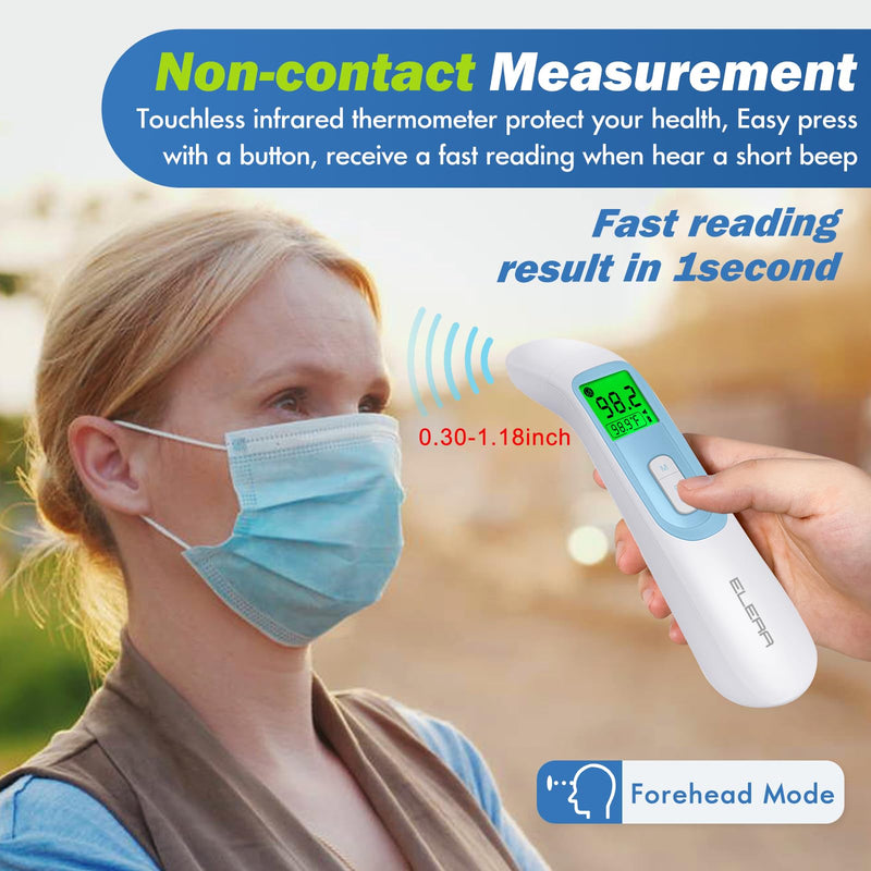 Ear Thermometer for Baby, ELERA Infrared LCD Thermometer with Automatic Switching Mode of Ear & Forehead, 1s Measurement, 4 Color Backlight Display with Fever Indicator - BeesActive Australia