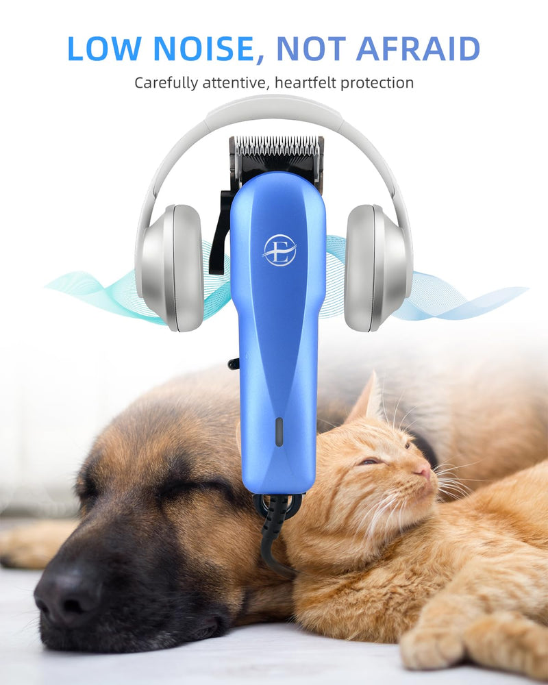 E-Hunter Professional Dog Grooming Clippers Kit, 24V High Power for Thick Coats, Quiet Dog Clippers with 10 Metal Guard Combs & Brush, Ideal Dog Hair Remover for Cats and Pets - BeesActive Australia