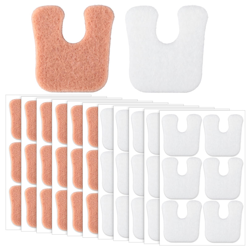 Newcotte 120 Pcs U-Shaped Callus Cushions Felt Foot Callus Pads Feet Remover Pads Soft Pain Relief Foot Cushion for Men and Women Beige and White - BeesActive Australia