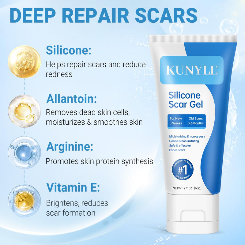 Silicone Scar Gel, Scar Cream, Advanced Scar Stick for Surgical Scars, Stretch Marks, Keloid Bump Removal, Old and New Scars 2.11oz (60g) 2.11 Ounce - BeesActive Australia