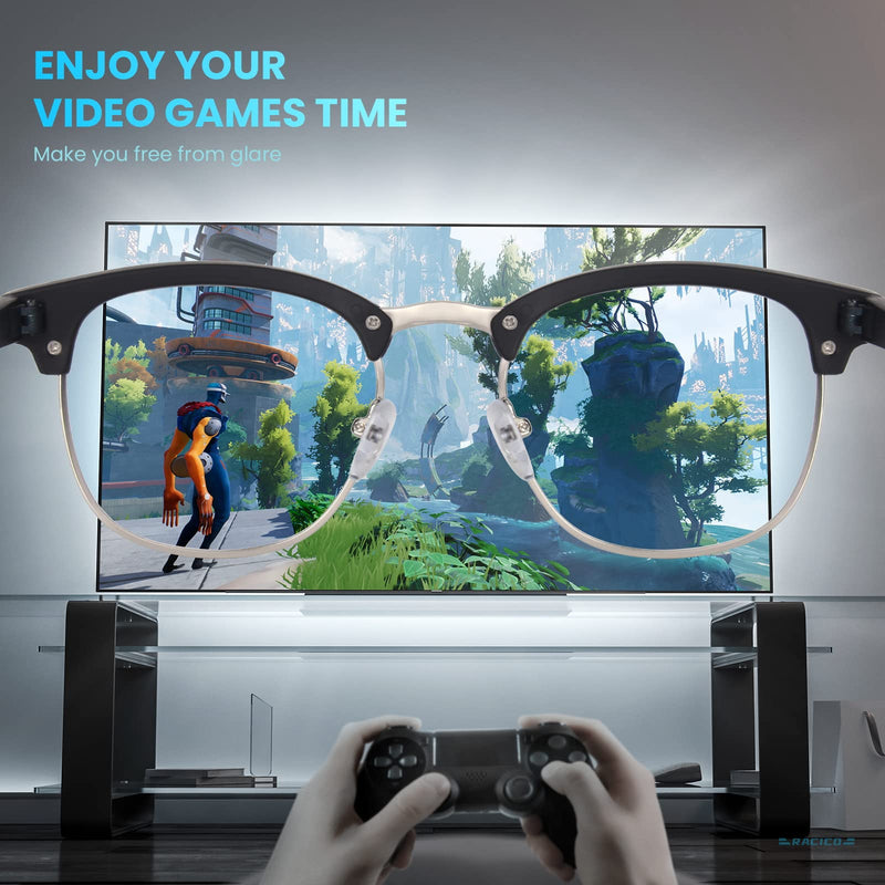 racico Computer Blue Light Blocking Glasses 3 pack Blue Light Glasses Men Women, Anti Blu-Ray Clear Gaming Glasses Lenses A1 Mattle Black/Tea/Clear - BeesActive Australia