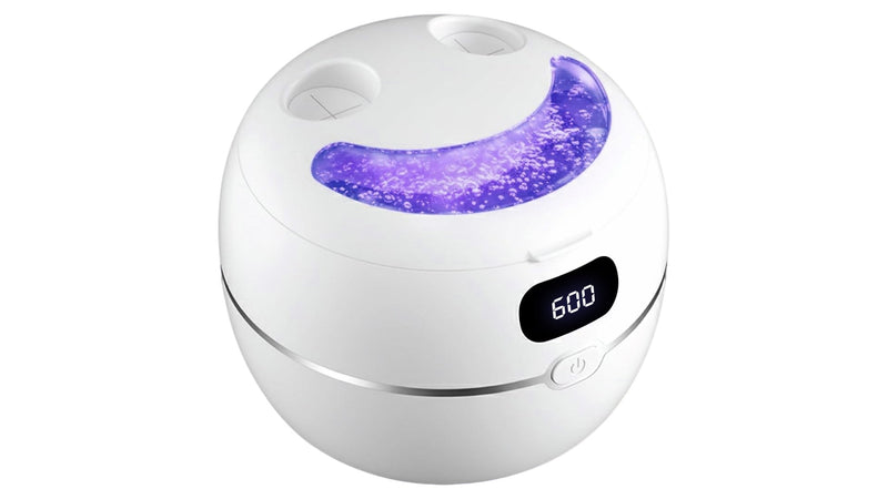 Ultrasonic Retainer Cleaner Machine for Dentures, Mouth Guards, Braces, Toothbrush Heads, Jewelry, 220ML Capacity Ultrasonic Cleaner with Digital Timer&UV, 2 Modes for All Dental Appliances，White