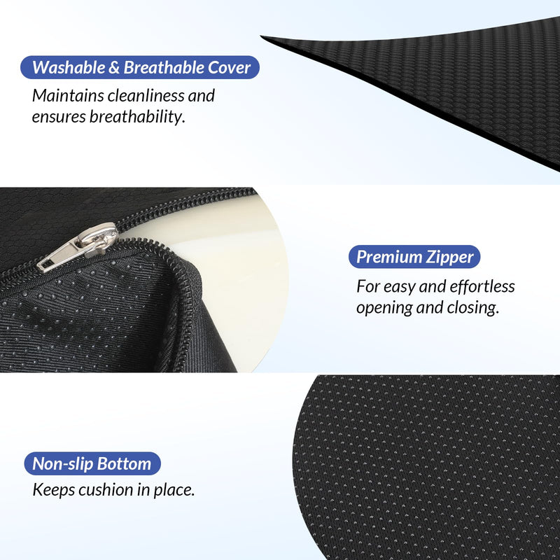 ZIKEE Dual U-Shaped Donut Pillow for Tailbone Pain, Hemorrhoid Pillow for Sitting with Pressure Relief Hole & Slope Design, Donut Seat Cushion for Coccyx, Postpartum & Post Surgery Sitting Relief Black