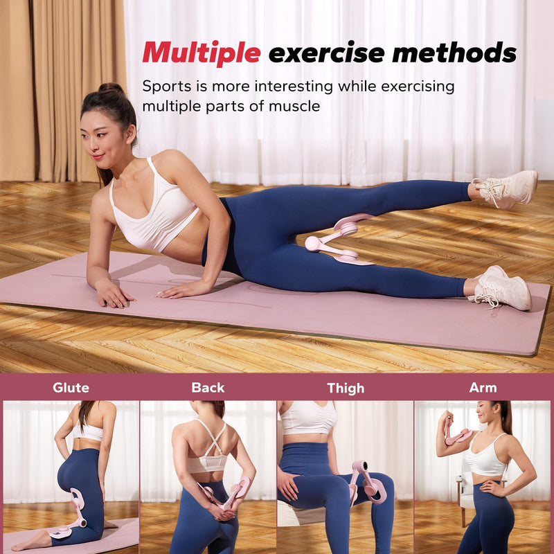 MERACH Thigh Trainer, Pelvic Floor Muscle Trainer, Inner Thigh Exercise Workout Equipment for Home Gym, Pelvic Floor Strengthening Women Pink with Band
