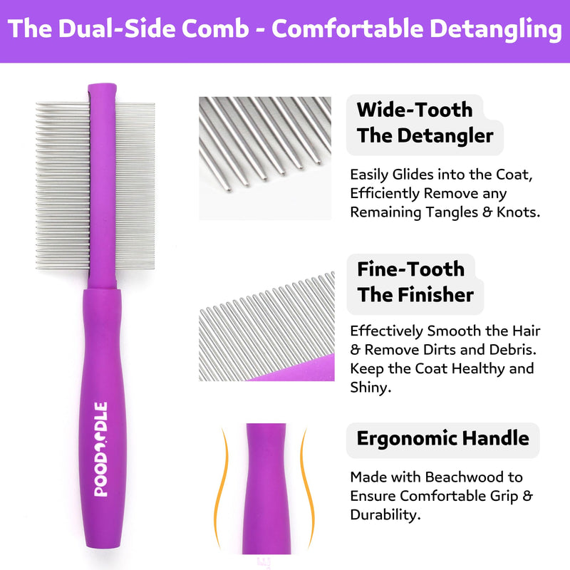 Pain-Free Dematting Comb Kit for Dogs & Cats, Dematting Rake & Detangling Dual-Side Comb Set, Dematting Brush for Dogs & Cats, Pet Grooming Tools Kit for Poodle Doodle & All Long Haired Pets - BeesActive Australia