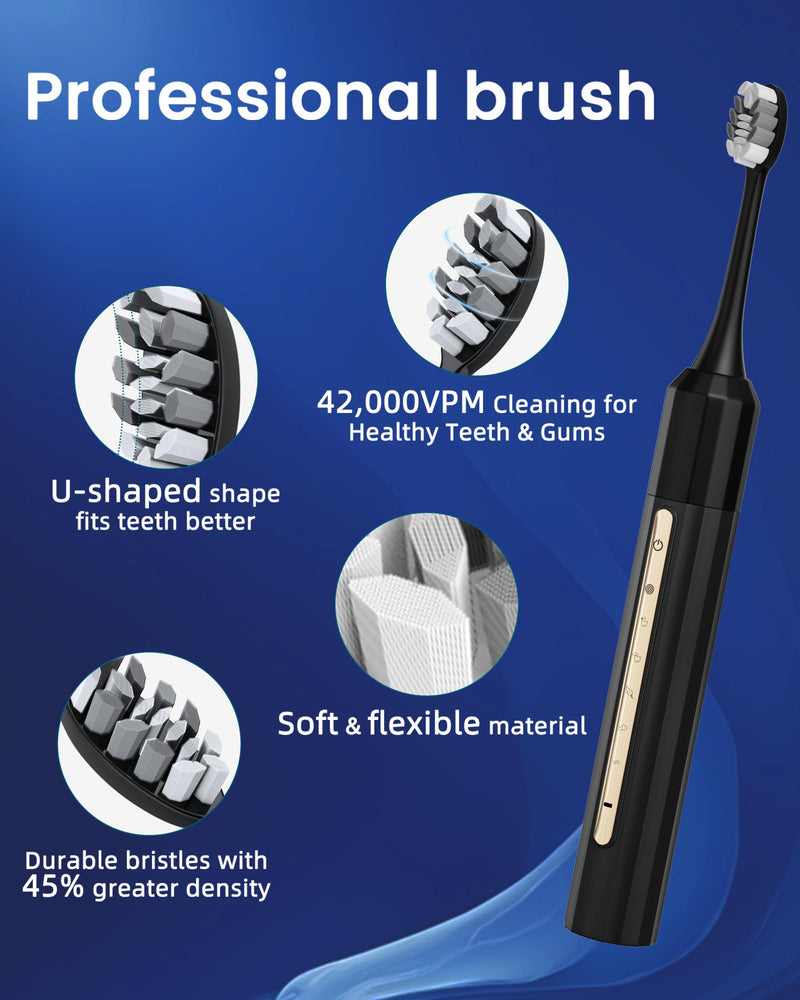 Water Flosser and Electric Toothbrush Combo,2-1 Oral Clean Kit, 5-Speed Sonic Electric Toothbrush & 4-Speed Portable Water Flosser to Clean Teeth and Protect Gum Health, IPX7 (Black-Set) Black-set - BeesActive Australia