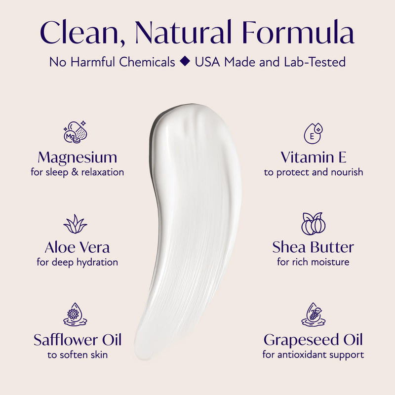 Magnesium Sleep Cream, USA-Made Topical Magnesium Lotion for Sleep, Lavender Lotion for Feet, Nighttime Mag Oil Body Butter, Foot Cream, Relaxing Rub for Muscles, 4oz - BeesActive Australia