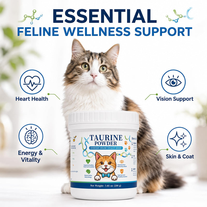 Taurine Powder for Cats, KittySupps Taurine Supplement, Supports Heart Health, Vision, Skin & Coat, Boosts Energy & Daily Wellness, with Dosing Spoon, Easy to Mix in Food, 200 Grams