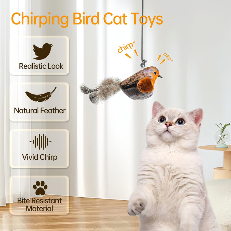 Chirping Bird Cat Toys Hanging Cat Feather Toy - Catnip Interactive Cat Toys for Indoor Cats - Automatic Cat Toy for Cat Exercise & Kicker to Self Play (Blue) Chirping blue Melody Chirping Bird - BeesActive Australia