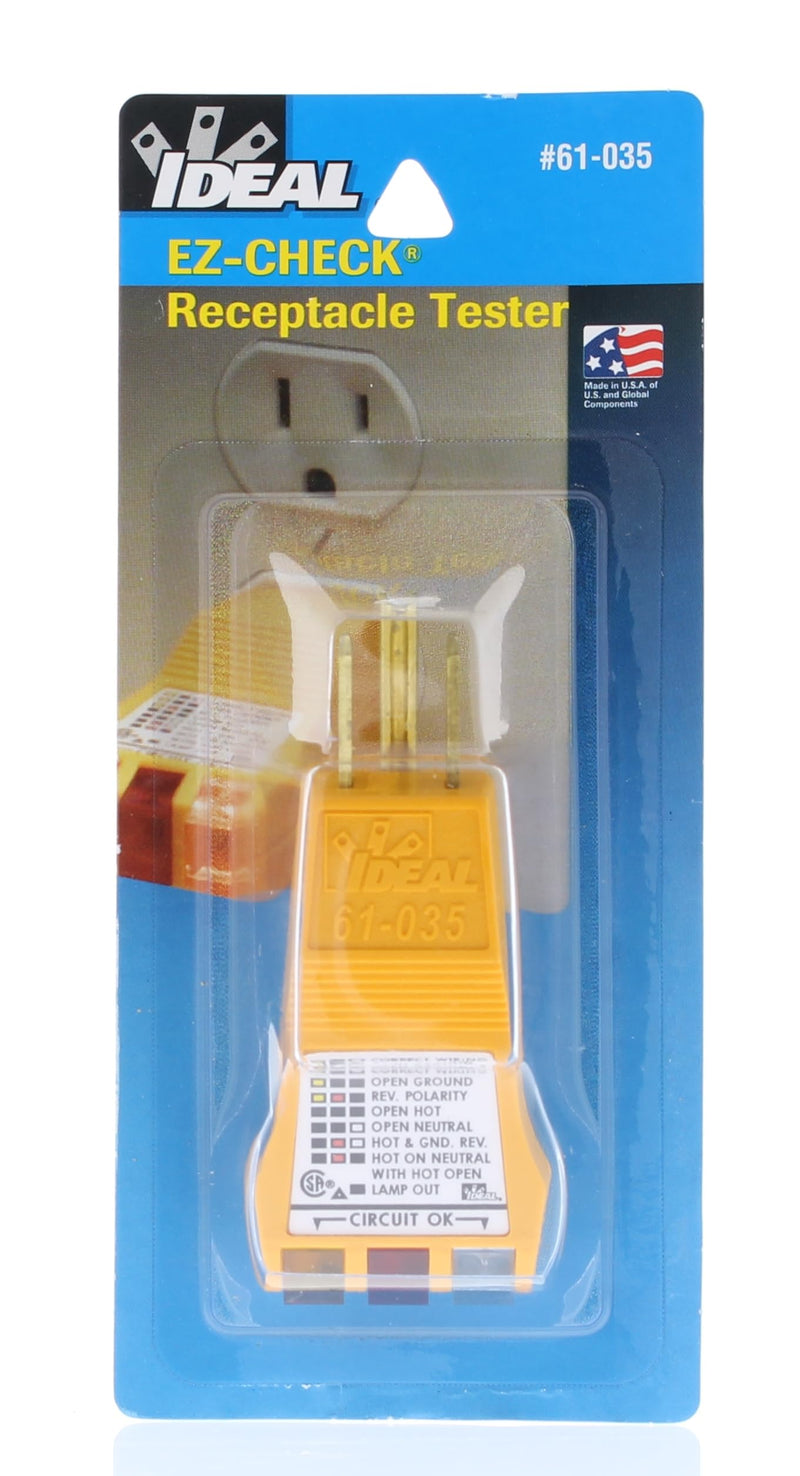 IDEAL INDUSTRIES INC. 61-035 E-Z Check Receptacle Tester, 120VAC Heavy Duty Non-GFCI