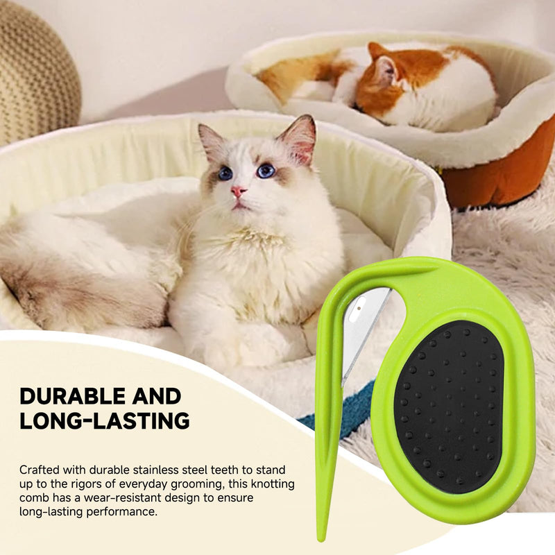 1PCS Pet Knotting Comb, Knotting Comb for Cats, Multifunctional Knooting Comb for Dog, Cat Dog Knot Remover, Grooming Comb for Dogs and Cats, Pet Knotting Comb for Medium to Long Hairs, Green