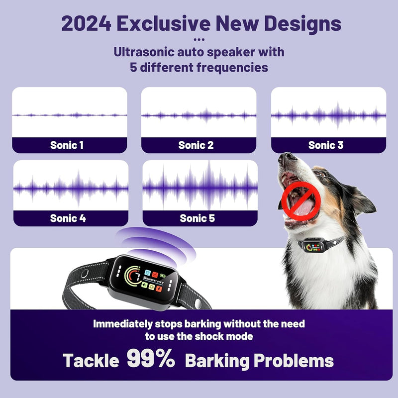 Bark Collar 2 Pack,Bark Collar for Large Medium Small Dogs 8-120lbs,Rechargeable Anti Bark Training Collar with 7 Adjustable Sensitivity, Barking Collar with Beep Vibration Black - BeesActive Australia