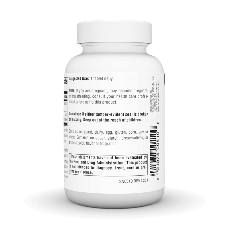 Source Naturals Pantothenic Acid, 100 mg -250 Vegan Tablets | Vitamin B-5 | Non-GMO Validated* 250 Count (Pack of 1)