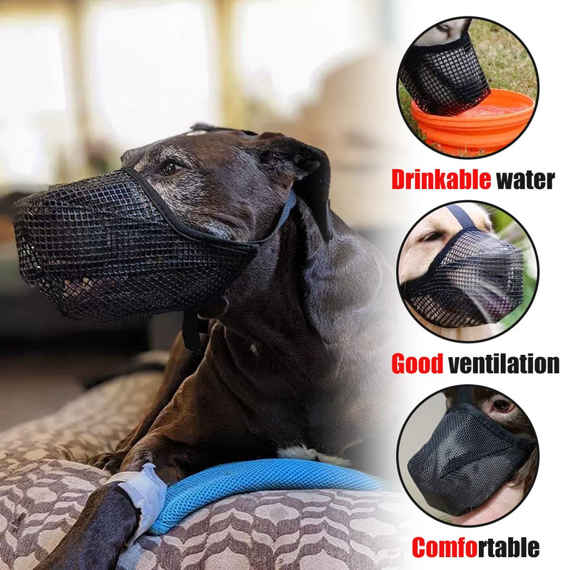 Muzzle for dogs, anti-poison bait muzzle for dogs, soft adjustable mesh muzzles, soft muzzle for small, medium and large dogs, adjustable eating protection, dog biting and chewing (L) L - BeesActive Australia