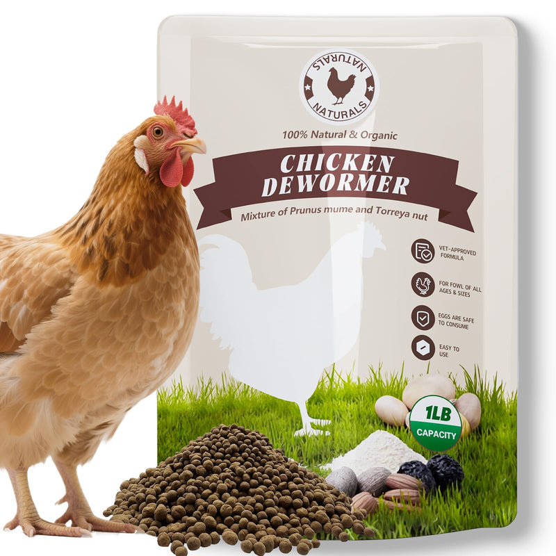 Chicken Dewormer Powder, All-Natural Health Formula, 1LB Pouch,Safe for Eggs, Effective for All Ages & Sizes, Chicken Wormer, Poultry Medicine Supplies (1, Pounds)
