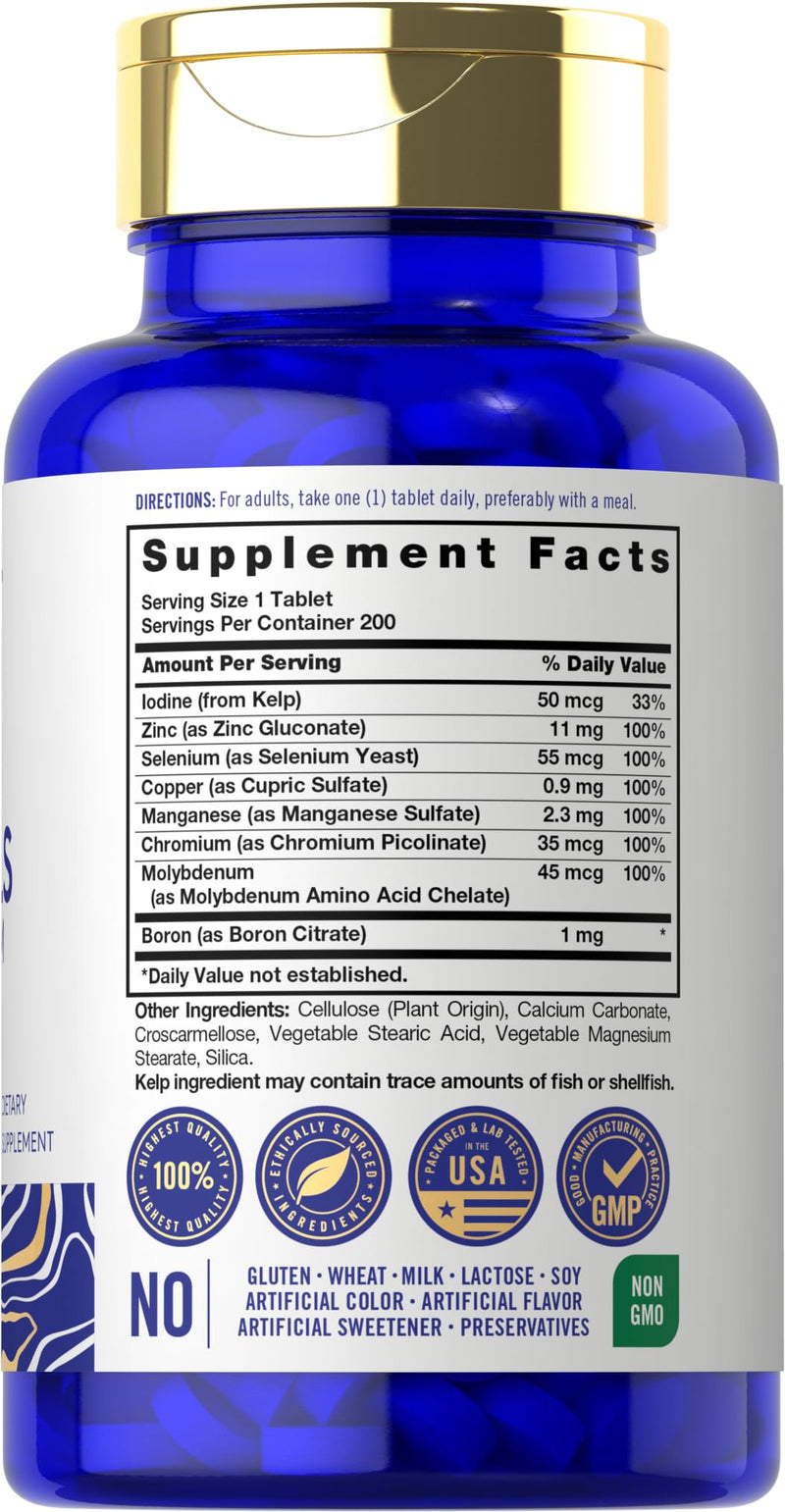 Carlyle Trace Minerals | 200 Tablets | Full Spectrum Supplement | Non-GMO & Gluten Free Complex | by Vital Trace - BeesActive Australia