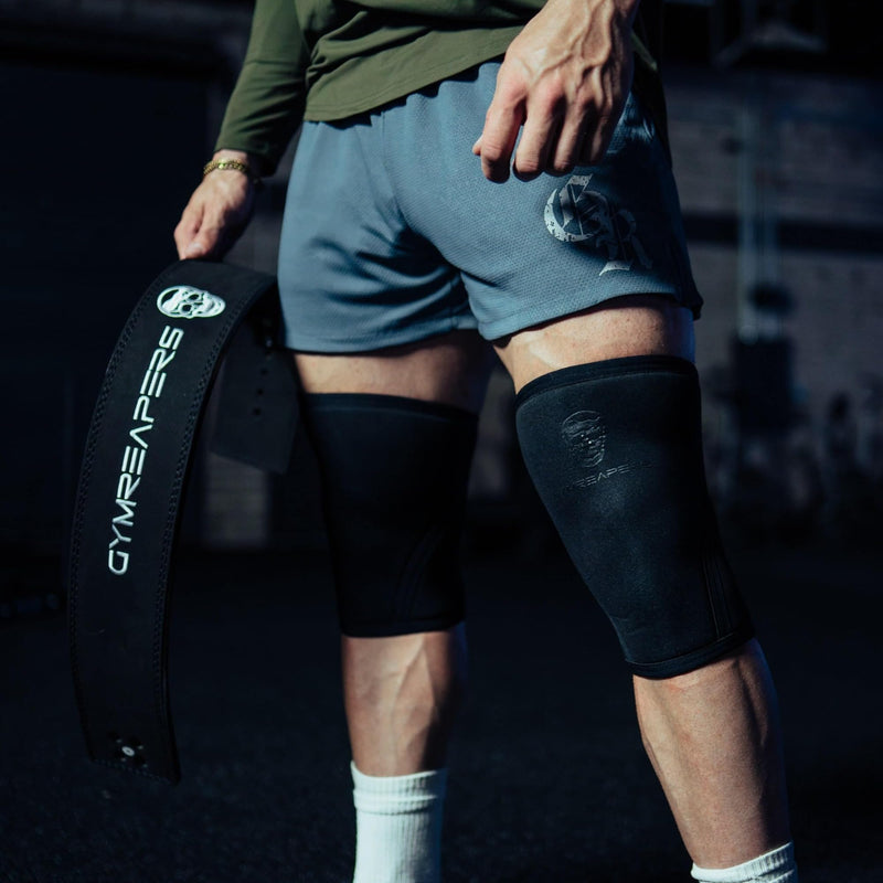 Gymreapers Knee Sleeves (1 Pair) With Gym Bag - IPF Approved - Knee Compression Sleeve Support for Squats, Weightlifting, and Powerlifting 7MM Neoprene Sleeves - 1 Year Warranty (Black/Black, Large) Black/Black - BeesActive Australia