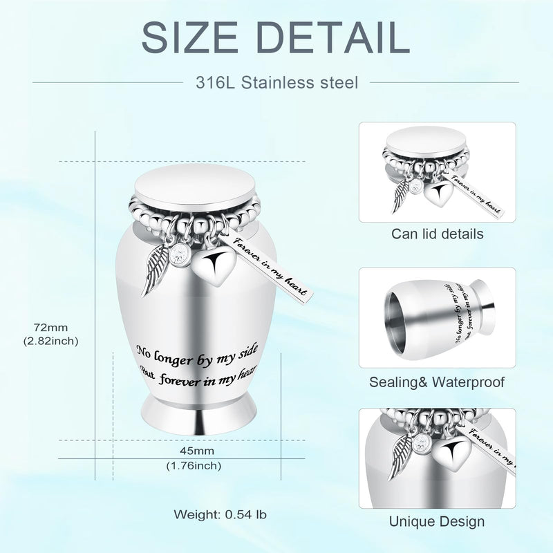 Small Urns for Human Ashes Keepsake Cremation Urn for Human Ashes with Wings Charm Mini Personal Funeral Urn for Pet (Silver Small Wings) Silver Small Wings - BeesActive Australia