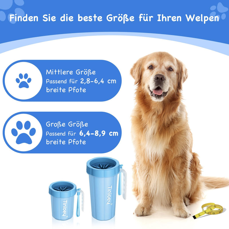 Tinioey Paw Cleaner for Dogs with Handle | Incl. 4 dog towels and bath brush | Dog paw cleaner | Dog paw cleaner | Dog Accessories for Medium Small Dogs | Dog Things (Blue) - BeesActive Australia