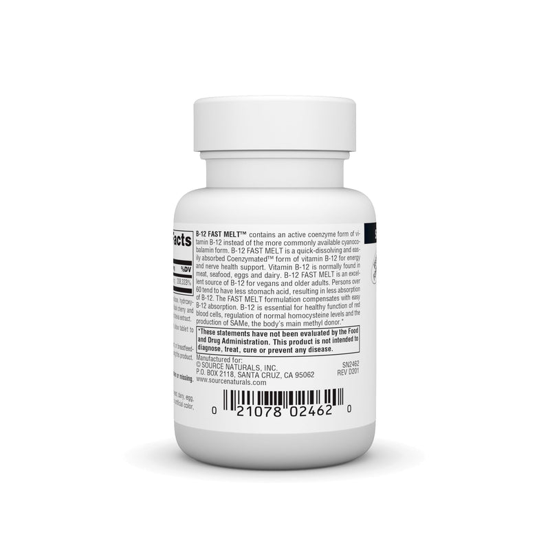 Source Naturals, Vitamin B-12-5 mg - 60 Fast Melt Vegan Formula | Supports Energy Production
