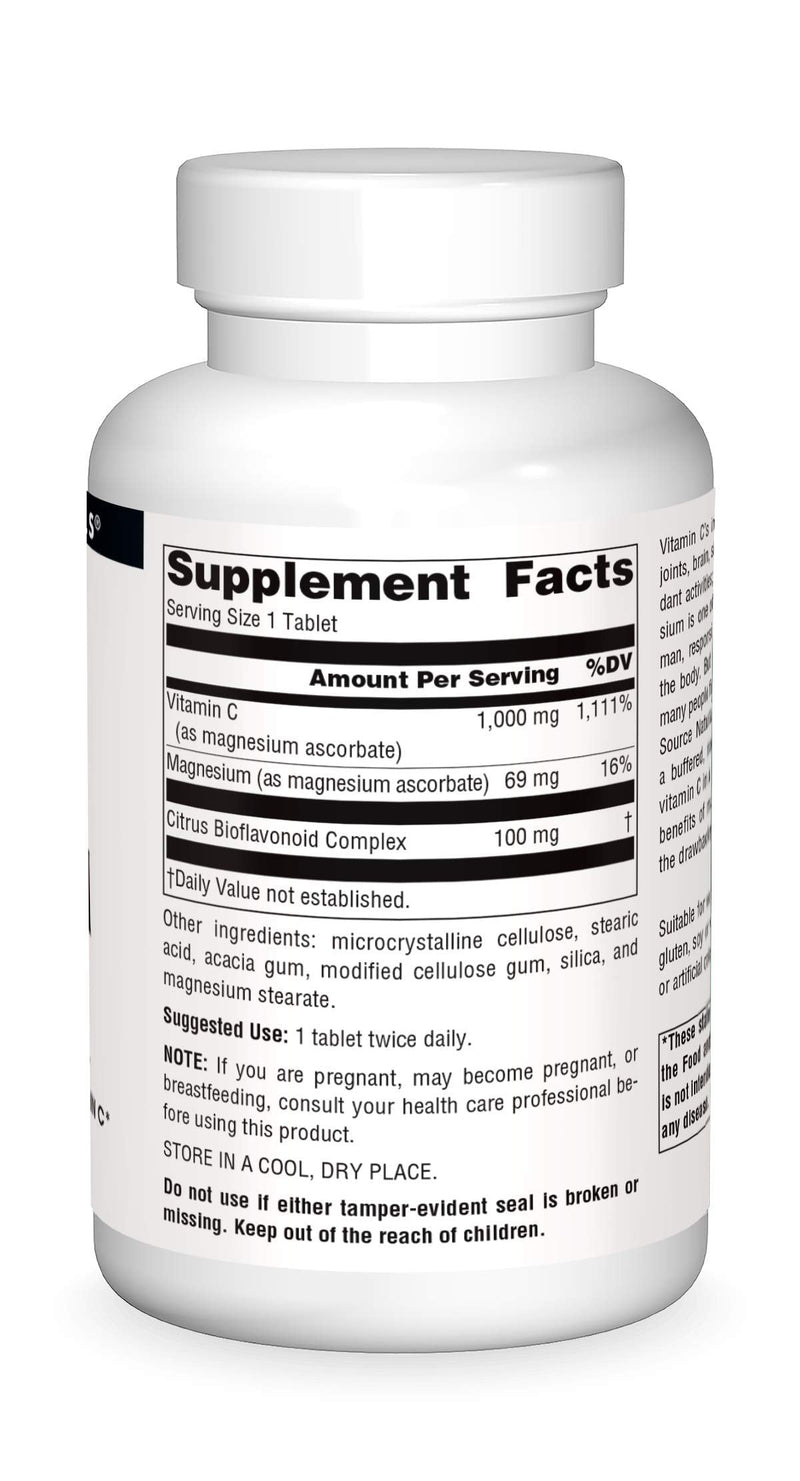 Source Naturals, Magnesium Ascorbate - 1000 mg, 120 Tablets | Gentle Non-Acidic Vitamin C* 120 Count (Pack of 1)