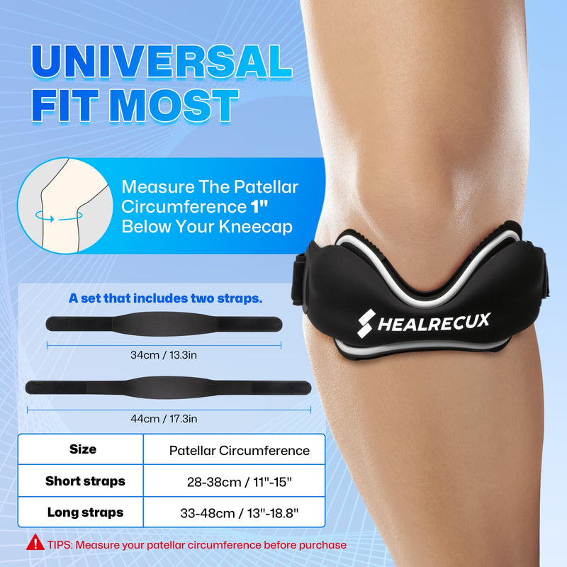 Patellar Tendon Support Strap, Silicone Patella Knee Strap, Non-Slip Patella Stabilizer Knee Band for Jumpers Knee, Tendonitis, Basketball, Volleyball, Squats - Black 2 Pack 1