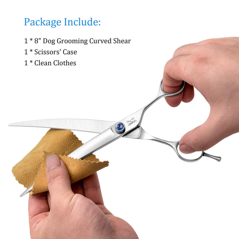 JASON Curved Dog Scissors Professional Grooming Scissors Pet Scissors for Dogs Cats 8 Inch Grooming Scissors Made of Japanese 440C Stainless Steel Curved 8.0"