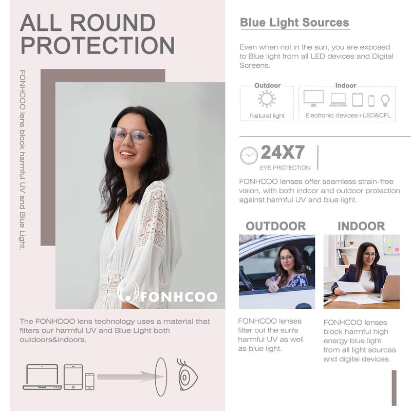 FONHCOO Blue Light Blocking Glasses Women Men Computer Eyeglasses,TR90 Fashion Round Transparent Anti Blue Light Glasses with Anti Eyestrain & UV Glare for Gaming & Reading (Flesh Pink) Flesh Pink - BeesActive Australia