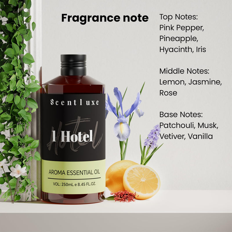 Hotel Diffuser Oil & Aroma Essential Oil Blend Luxury 1 Hotel Inspired Aromatherapy with Jasmine, Pink Pepper, Pineapple, Cedar & Amber for Ultrasonic Diffusers & Nebulizers - 8.45 fl oz, 250 mL 8.45 Fl Oz (Pack of 1) - BeesActive Australia
