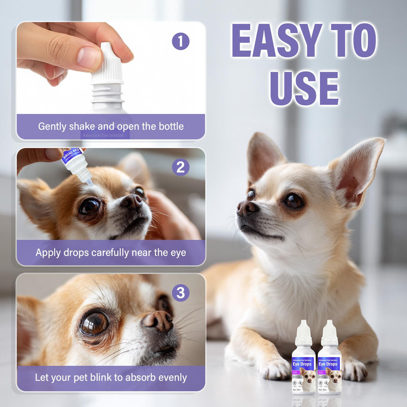Dog Eye Drops, Premium Eye Drops for Dogs to Flush & Soothe, Advanced Dog Eye Wash for Daily Care & Tear Stain Prevention, Effective Dog Eye Infection Treatment, 10ml/2 Bottles 1Count(Pack of 1)