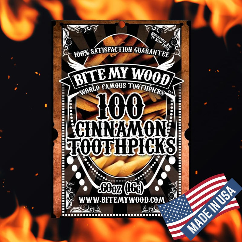 Bite My Wood Cinnamon Toothpicks - Triple Infused Flavor Red Hot Cinnamon Toothpicks Helps With Bad Oral Habits, Zero Calories, Keto Friendly, Appetite Control Aid - 100 Count - BeesActive Australia