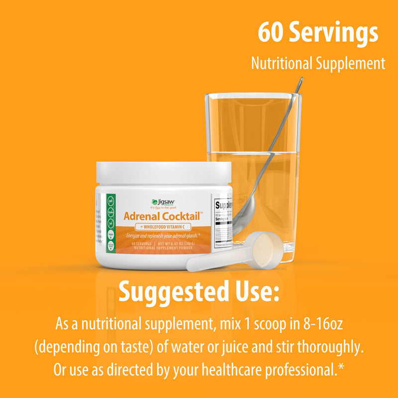 Jigsaw Health Adrenal Cocktail + Wholefood Vitamin C | with Potassium Bicarbonate, Sea Salt, and Acerola Cherry Extract | 60 Servings (Jar) Jar