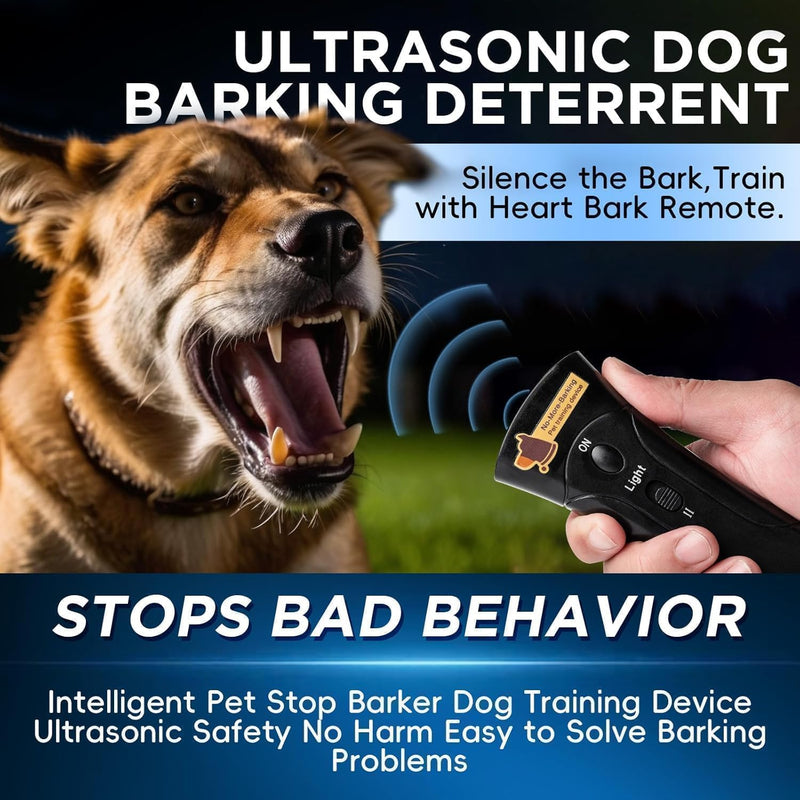 Dog Bark Deterrent Devices, Ultrasonic Anti Barking Device for Dogs, Barks No More Dog Training Device, Stop Dog Bark Control Deterrent Device Indoor Outdoor, Safe for Human & Dogs, Contains Battery Black