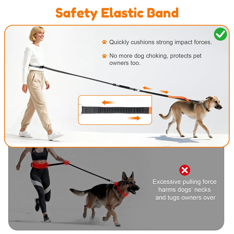 XiaZ Hands Free Dog Leash,Versatile Crossbody Dog Leash with Waist Support Strap,5.9-8 FT Waist Belt with Double Handles for Small Medium and Large Dogs Walking, Running and Jogging, Black