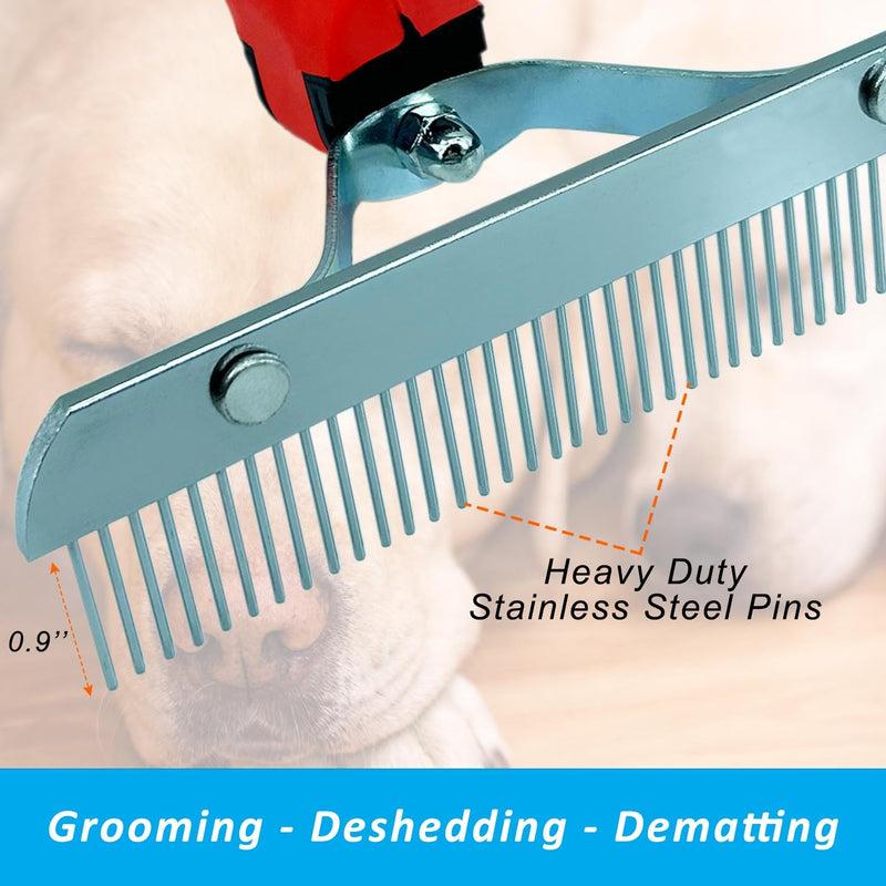 Kopal Metal Grooming Comb for Pets, Stainless Steel Dog and Cat Comb, Rubber Handles for Comfortable Grip - 1 Pack - BeesActive Australia