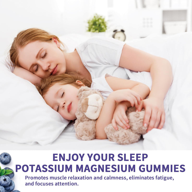 Potassium Magnesium Gummies Magnesium Glycinate 500mg for Sleep 2 Pack | Leg Cramps, With Calcium Zinc Vitamins, Sugar Free, Chewable Supplement, Support Healthy Muscle Relaxation for Daily Wellness Blueberry 60 Count (Pack of 2)