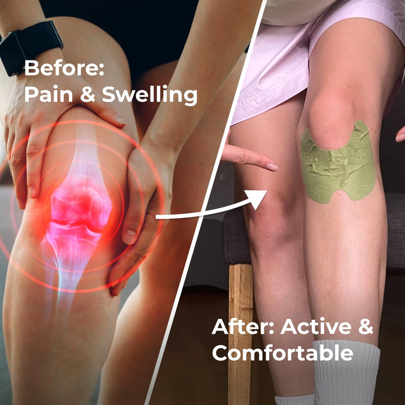 Original Herbal Knee Patch - Wellknee Plaster for Knee Support & Muscle Pain - Maximum Strength for a Temporary Relief - Adhesive Heat Patches Made with Natural Herbs for Wellness (10 Pads) 10 Pads (Pack of 1) - BeesActive Australia
