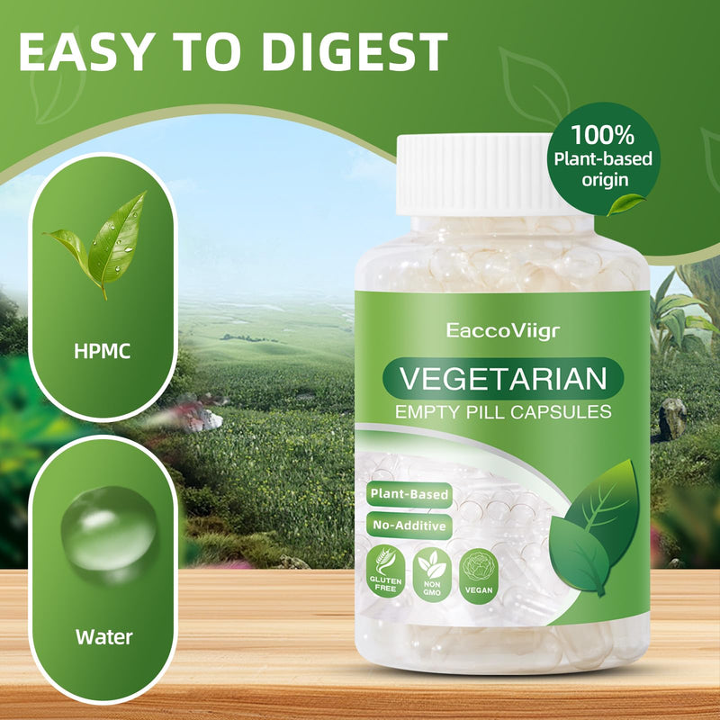 Size 1 Empty Vegan Capsules - Clear Empty Pill Capsules Fillable Capsule Empty for Vitamins, Easy for DIY Supplements 150 Count
