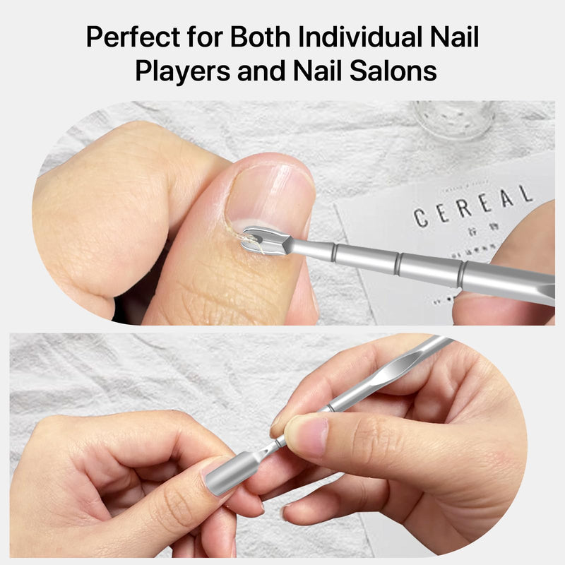10 Pack Cuticle Pushers with Fork, 2 in 1 Cuticle Nail Pusher Tools with fork, Stainless Steel Cuticle Remover Tool for At-Home & Travel Manicures Pedicures - Silver - BeesActive Australia