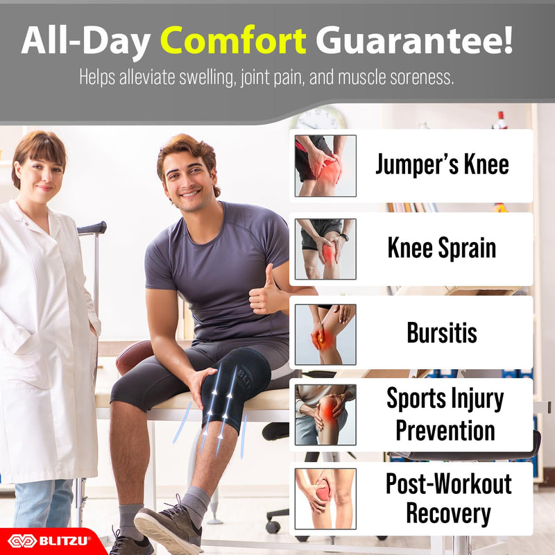 Knee Sleeves for Men and Women 2 Pack, Compression Knee Brace for Running, Workout, Sports, Knee Braces for Meniscus Tear, ACL, Arthritis, Joint Pain Relief and Injury Recovery Plus Size Black 2XL