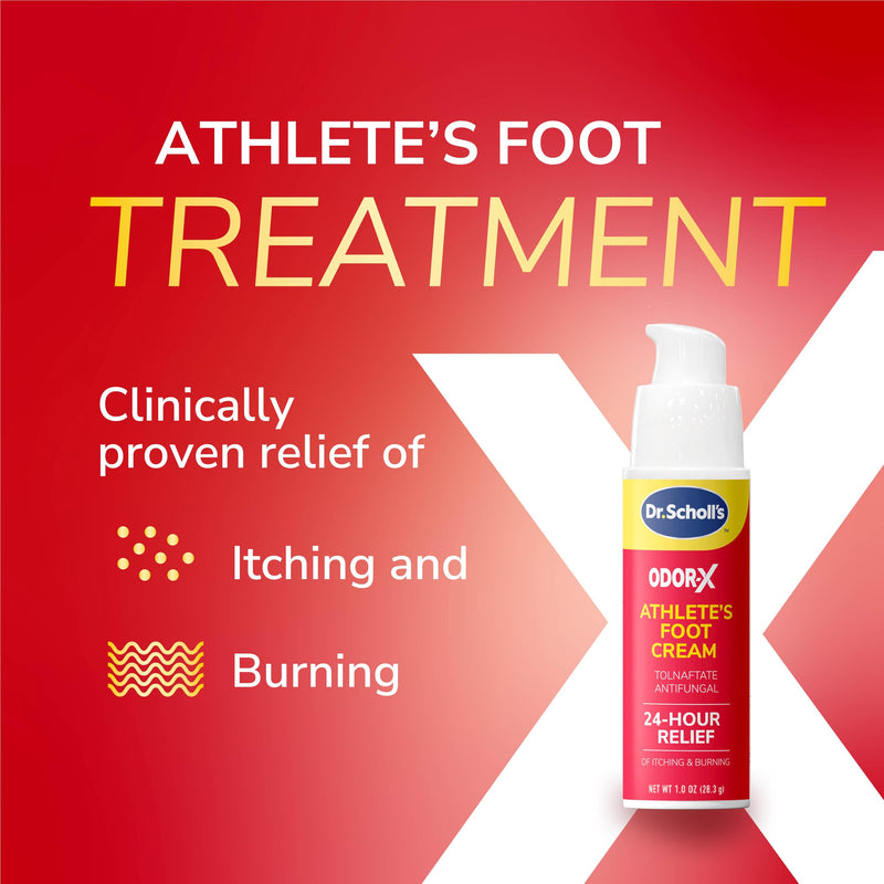 Dr. Scholl's Odor-X Athlete's Foot Antifungal Cream Treatment - 24 Hour Itching & Burning Relief, Treats Athlete’s Foot, Easy Use Precision Pump, Helps to Eliminate & Prevent Odors, Foot Health, 1 Oz - BeesActive Australia