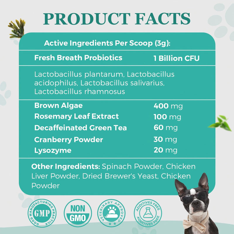 NATURE TARGET Dog Dental Powder - Dog Teeth Cleaning Powder, Support Plaque Off, Breath Freshener & Tartar Remover, Reduce Bad Breath, Natural Dental Care Made Easy, 180g 60 Scoops