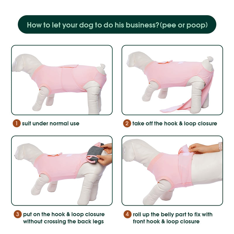 Kuoser dog bodysuit after surgery, dog bodysuit after castration male female dog, dog bodysuit after surgery female dog, surgical body dog castration female dog, anti-wound licking bodysuit for dogs after surgery pink M M (chest circumference: 49-59cm) - BeesActive Australia